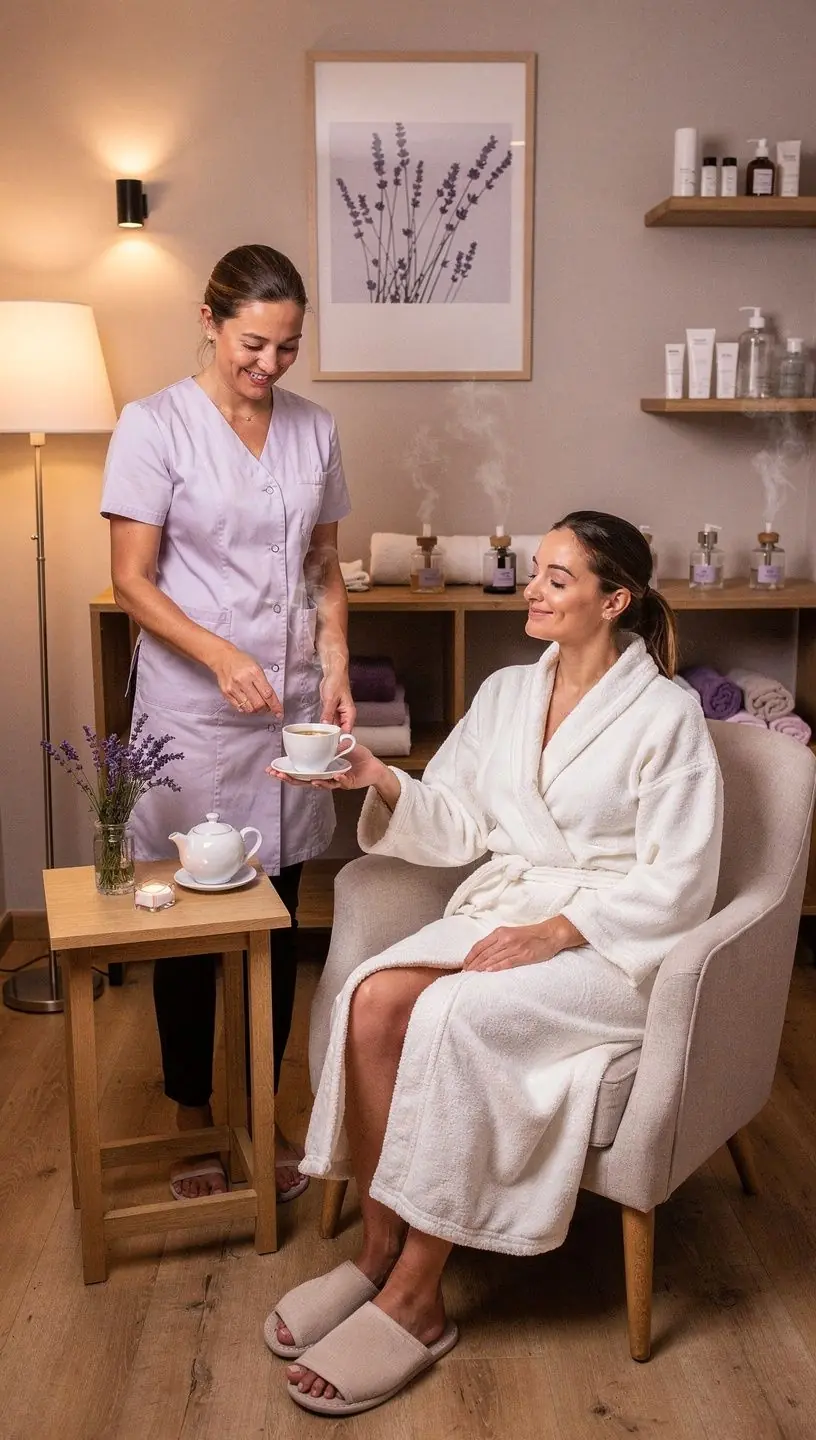 Un livre ouvert Г  cГґtГ© d'une tasse de thГ© Г  la lavande, invitant Г  la dГ©tente.