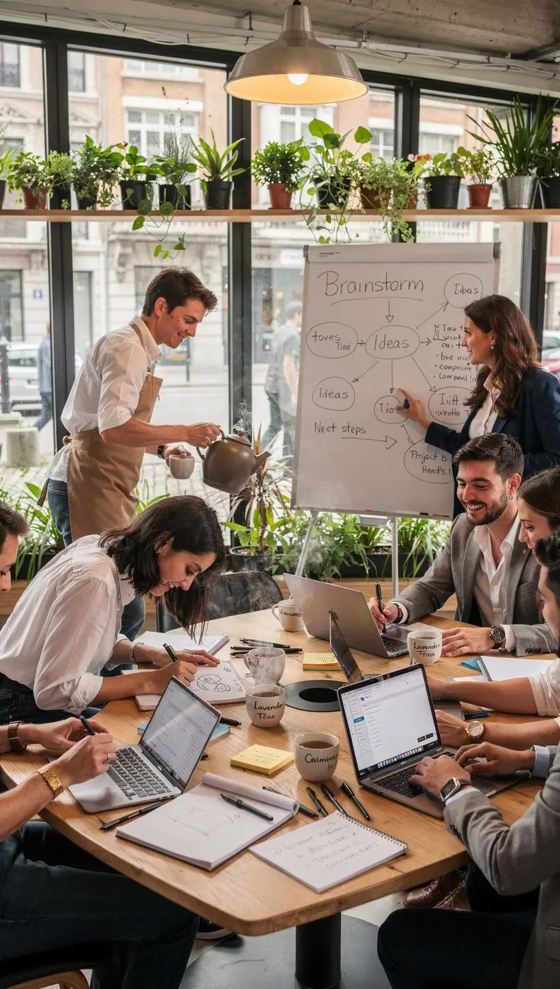Tasse de thГ© Г  la lavande fumante avec des fleurs violettes en arriГЁre-plan.